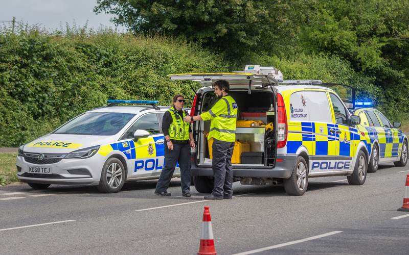 Emergency vehicles responding to road incident